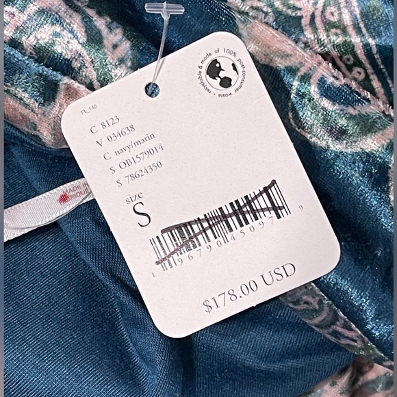 Free People Delphine Velvet Jumpsuit Printed Blue Wide Leg One Piece - Picture 5 of 6